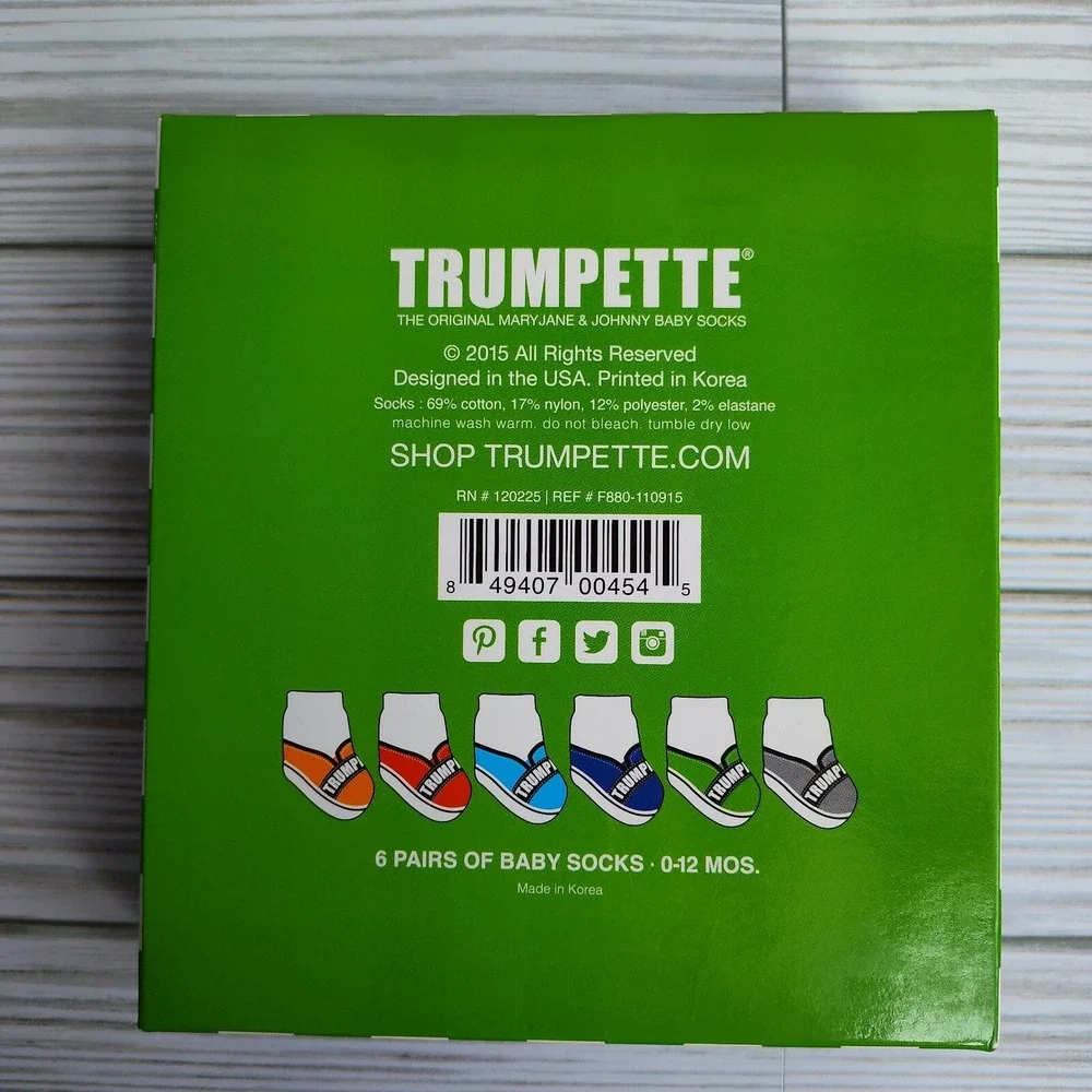 TRUMPETTE Ashton's 0-12 month Sneaker Print Baby Boy Socks‎ - 6 Pair